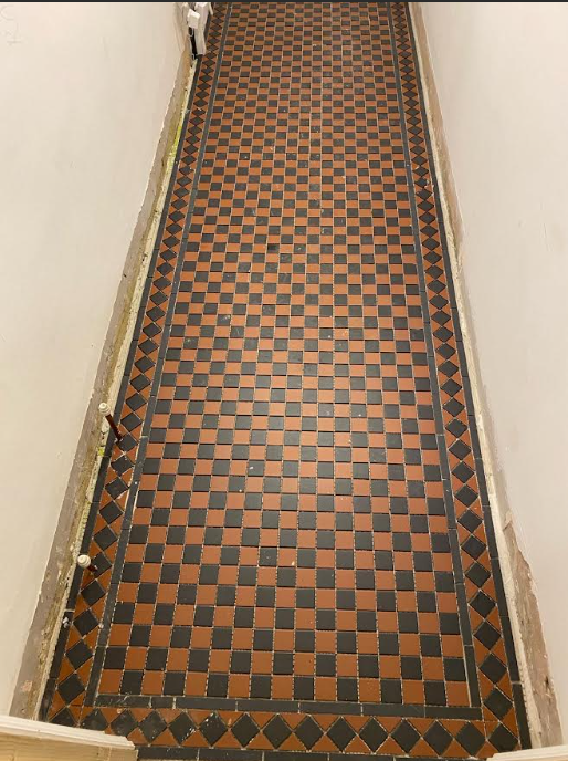 Ornate checkerboard floor tiling